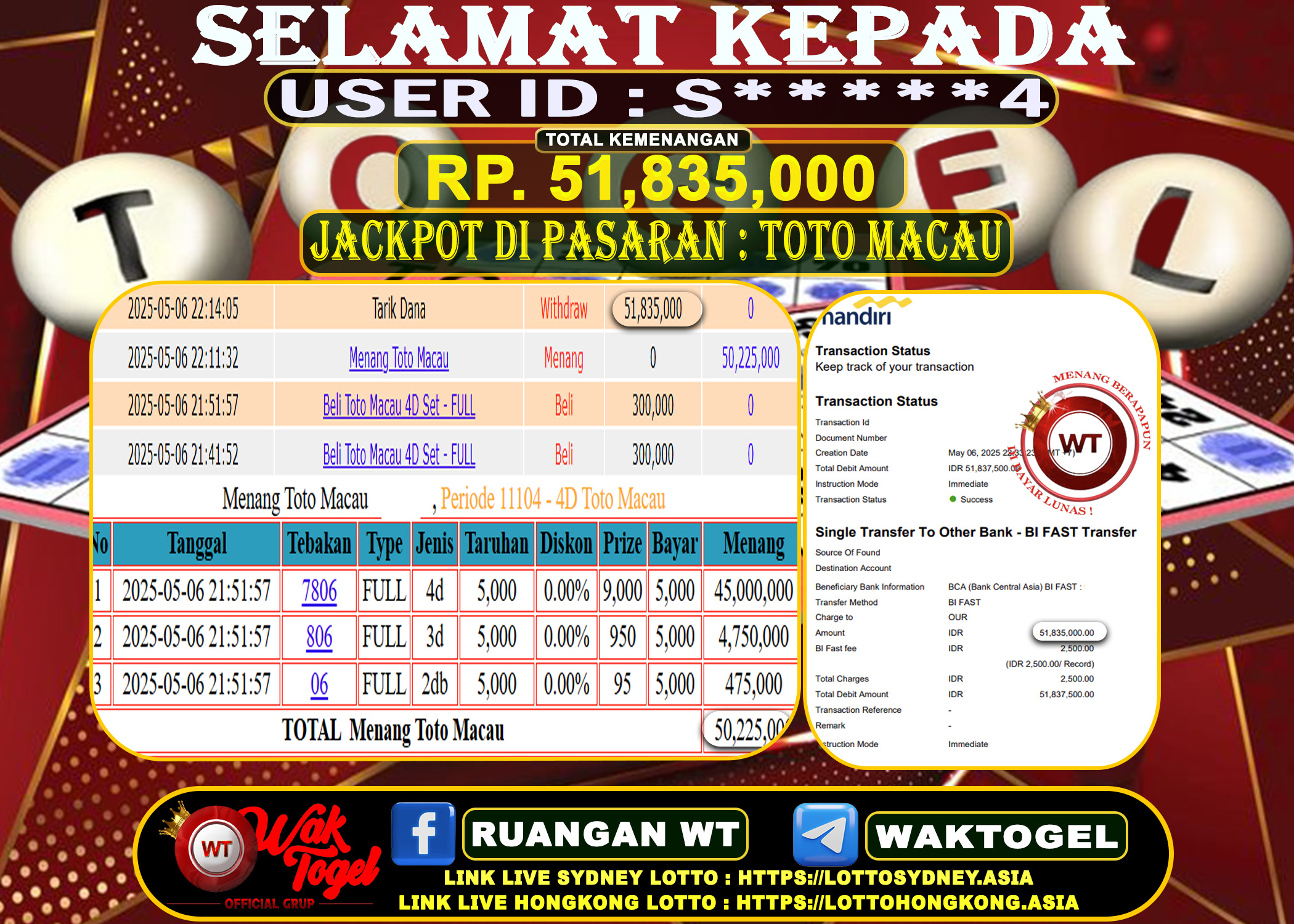 BUKTI PEMBAYARAN TOTO MACAU WAKTOGEL
