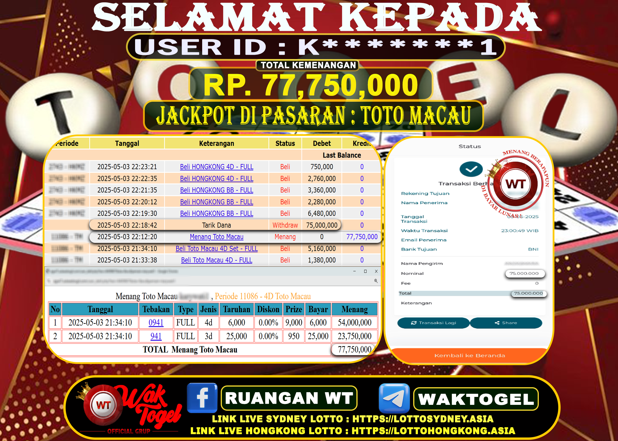BUKTI PEMBAYARAN TOTO MACAU WAKTOGEL